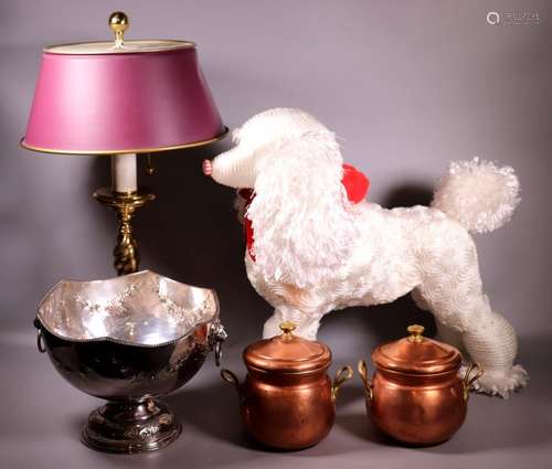 Estate Marty Bregman Poodle Toy Lamp Copper Silver