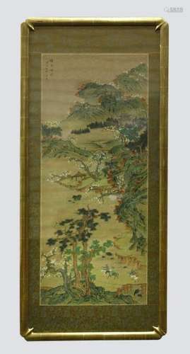 Li Zhong; Chinese Spring Landscape on Silk