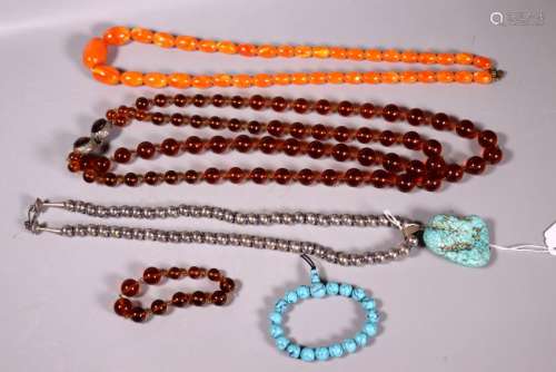 3 Necklaces 2 Bracelets Tibetan Native American