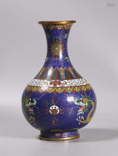 Chinese Cloisonne & Gilt Bronze Dragon Vase