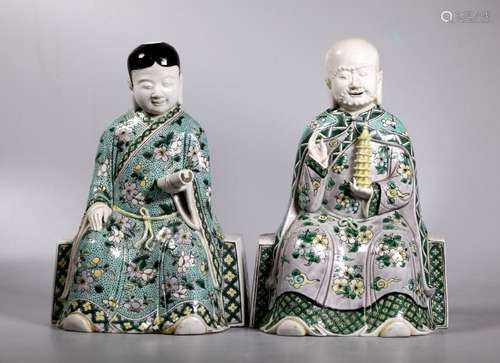 Pr Chinese Qing Famille Verte Porcelain Lohans