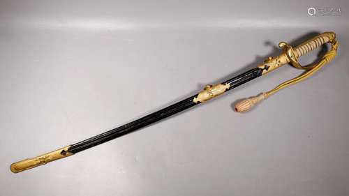 Antique Japanese Dress Sword; Gilt Bronze & Steel