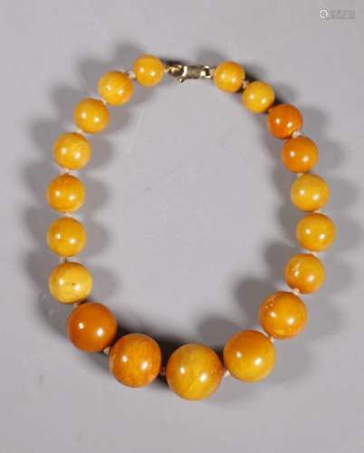 Butterscotch Amber Necklace; 14K & 22K; 73.5G