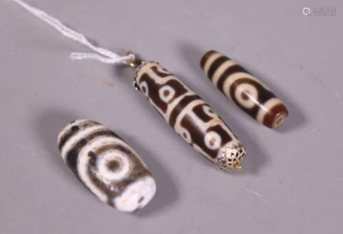 - 3 Tibetan Dzi Beads; 29.6G