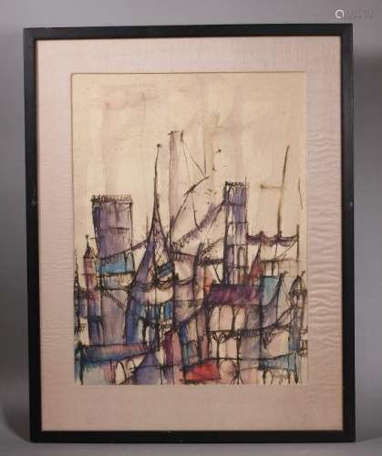 Signed McKnight: Ink & Watercolor; Medieval Towers