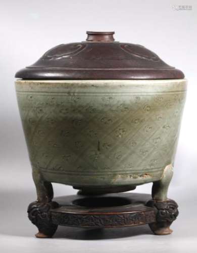 Large Chinese 16 C Ming Longquan Porcelain Censer