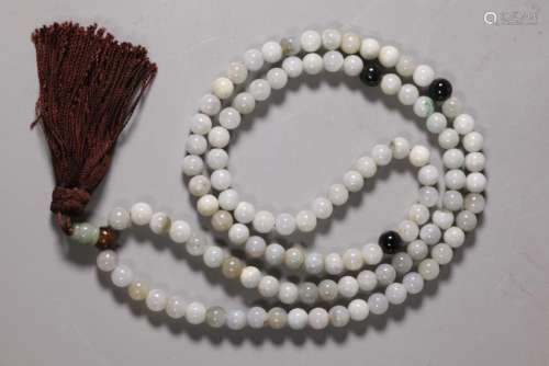 Chinese Pale Celadon Jadeite 108 Bead Rosary