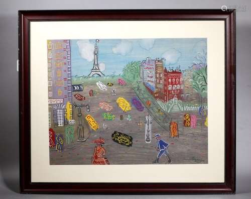 Gaston; Gouache Drawing, Eiffel Tower, Paris