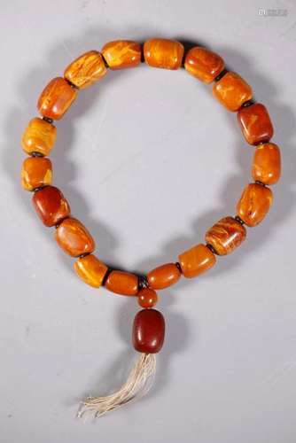 Chinese Butterscotch Amber 18 Bead Rosary; 79G