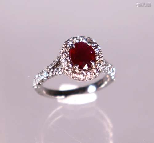 GIA Certified Madagascar Oval Ruby Diamond Ring