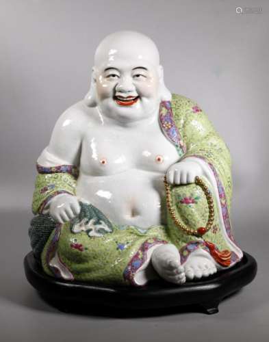 Chinese Enameled Porcelain Seated Budai Buddha