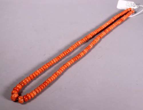 Fine Tibetan Coral Bead Necklace; 114.5G