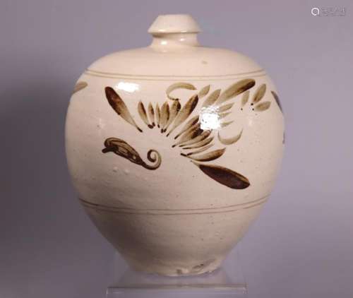 Chinese Cizhou Porcelain Meiping Bird Vase