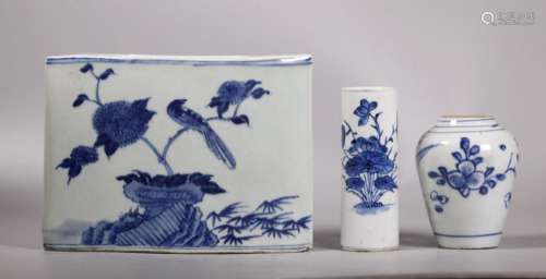 3 Chinese Blue & White Porcelains