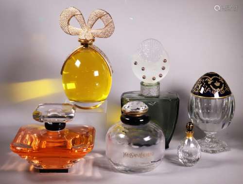 6 Lg Display Perfume Bottles Faberge YSL E Taylor