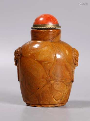 Chinese 18/19 C Butterscotch Amber & Coral Snuff