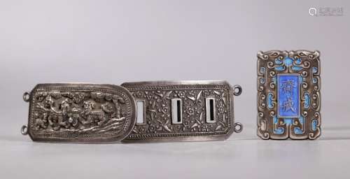 Qing Chinese Silver Buckle; Abstinence Plaque