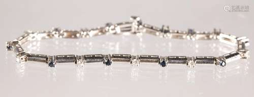 Vintage White 14K Gold Diamond & Sapphire Bracelet