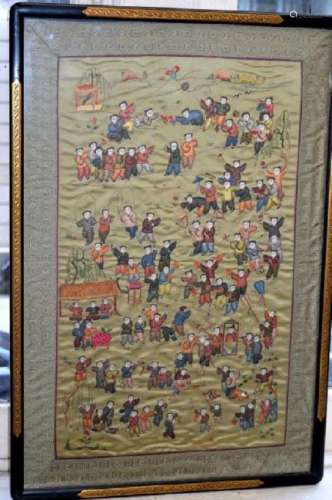 Chinese Silk Embroidery of Children Playing Games