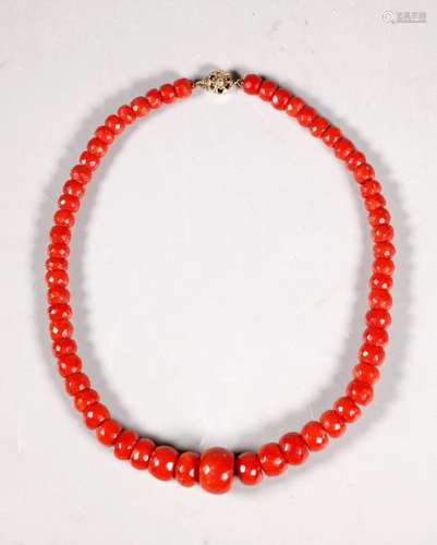 Antique Dark Coral Bead Necklace; 61.5G