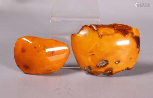 2 Butterscotch Amber Plaques; total 56.5G