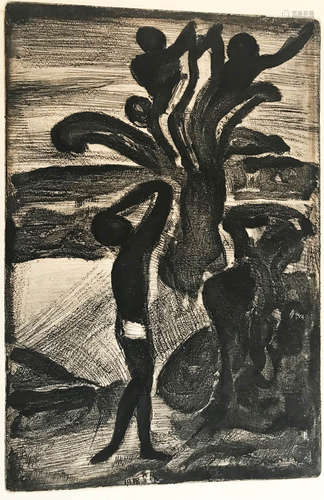 George Rouault, original etching with aquatint, signed 'GR' on plate, one of the Pere Ube suite,