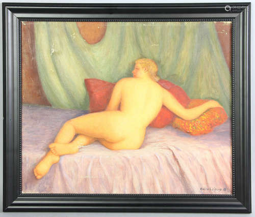 Emile Lejeune (French, 1885-1964), nude woman, oil on canvas, signed and dated 1957, 15