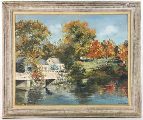 Doris O'Connell, New England fall landscape, oil on board, signed, 24