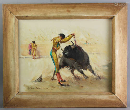 Porfirio Salinas (1910-1973), bullfighter, oil on canvas, signed and dated L/L, 14