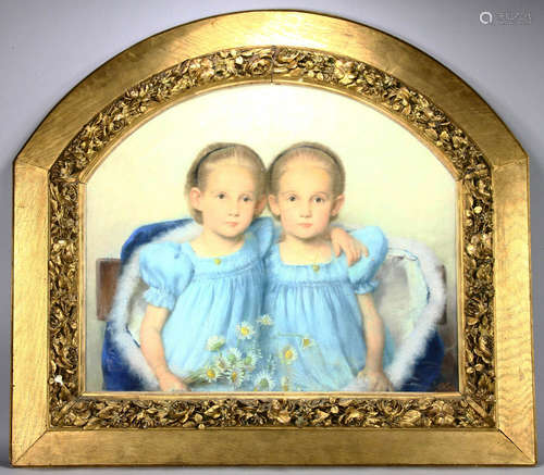 Grand Duchess Olga Alexandrovna (Russian, 1882-1960), portrait of twin sisters, oil on canvas,