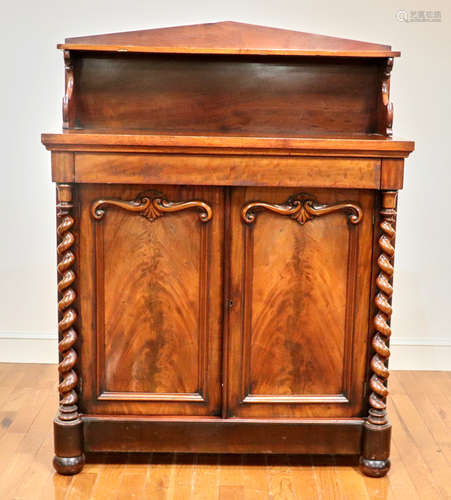 19th century classical Empire flame mahogany cabinet, 61