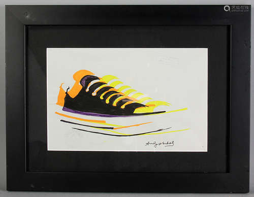 Andy Warhol, watercolor of tennis shoe, bears signature, 12 1/2