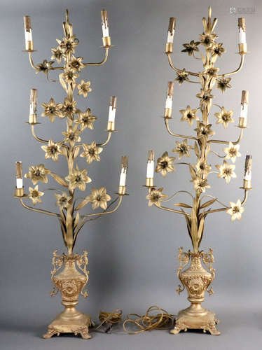 Pair of antique candelabra, electrified, 44