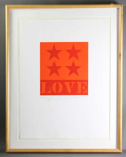 Robert Indiana (1920-2018), 'Love', limited edition print, pencil signed and dated '91', pencil