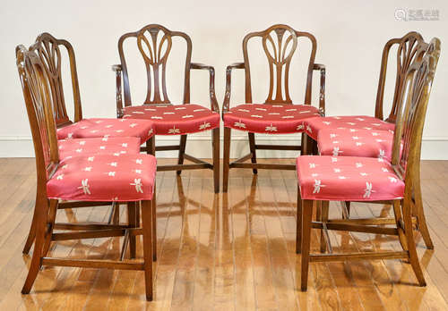 Eight Hepplewhite shield-back chairs (two arms and six sides), armchairs 36