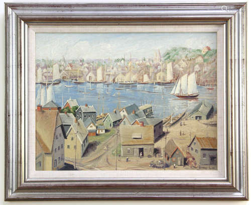 Jonas Lie (1880-1940), 'View of Gloucester, Rocky Neck', oil on canvas, signed, 15 7/8