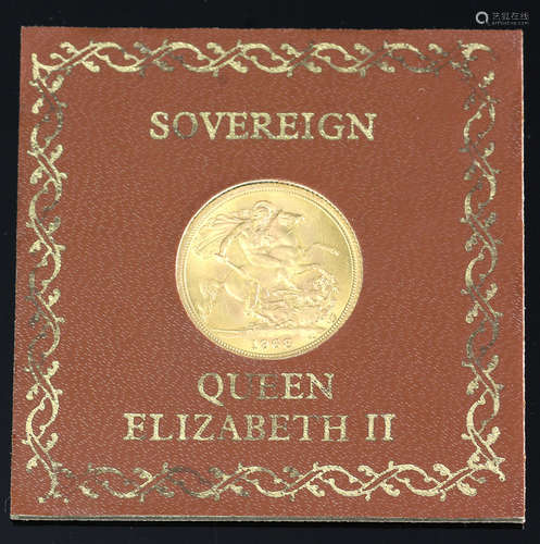 English 1968 gold sovereign, Elizabeth II, approximately 7 grams total weight. Provenance: Florida