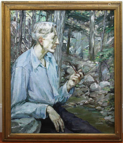 Alfred, 'Portrait of Man Holding Pipe', oil on canvas, signed L/L, 32