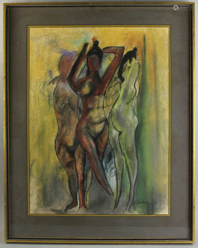 Pastel of nudes, signed indistinctly 'Gerber' L/R, 25 1/2