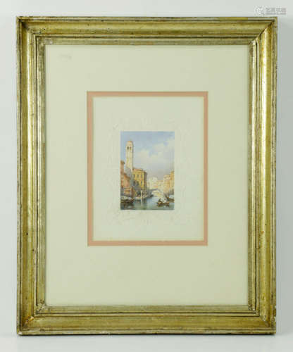 Saloman Corrod (Swiss, 1810-1892), Venetian Canal, watercolor, signed L/L, inscribed verso,