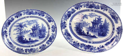 Two (2) Royal Doulton ironstone platters, transfer-decorated, 'Madras' pattern, 17 3/8