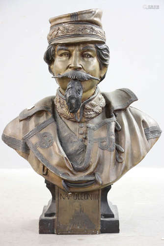 Bronze bust titled 'Napoleon III en Italie', 26 1/2