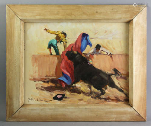 Porfirio Salinas (1910-1973), bullfighter, oil on canvas, signed and dated L/L, 14