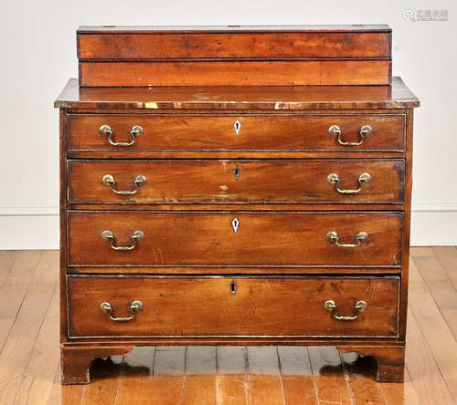 English Chippendale four-drawer chest with cock-beaded drawers, inlaid escutcheons, 29