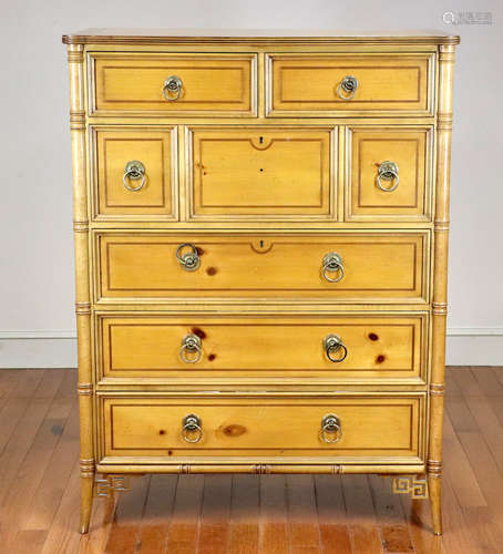 Baker Furniture, two over four chest of drawers with faux bamboo form. Provenance: Boston,