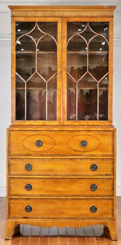 20th century Federal Hepplewhite-style mahogany butler's secretary cabinet with four drawers