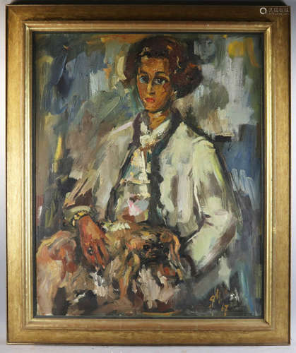 George Morvan (French, 1885-1968), portrait of Odette Basset, Baroness Hottinguer (1912-2002), oil