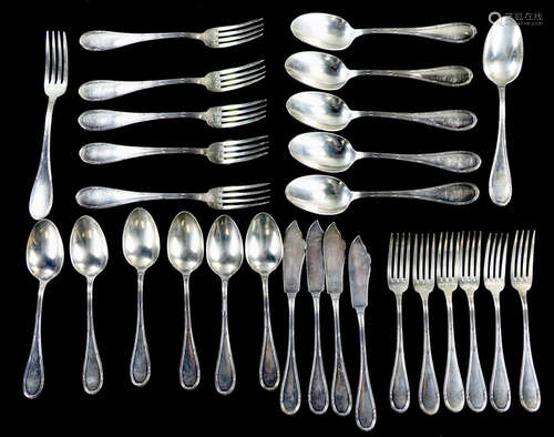 Set of silver flatware to include: (6) forks 8 1/2