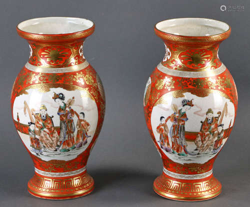 Pair of Meiji period Satsuma vases, 11