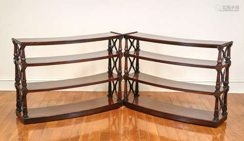 Pair of mahogany standing shelves, 30